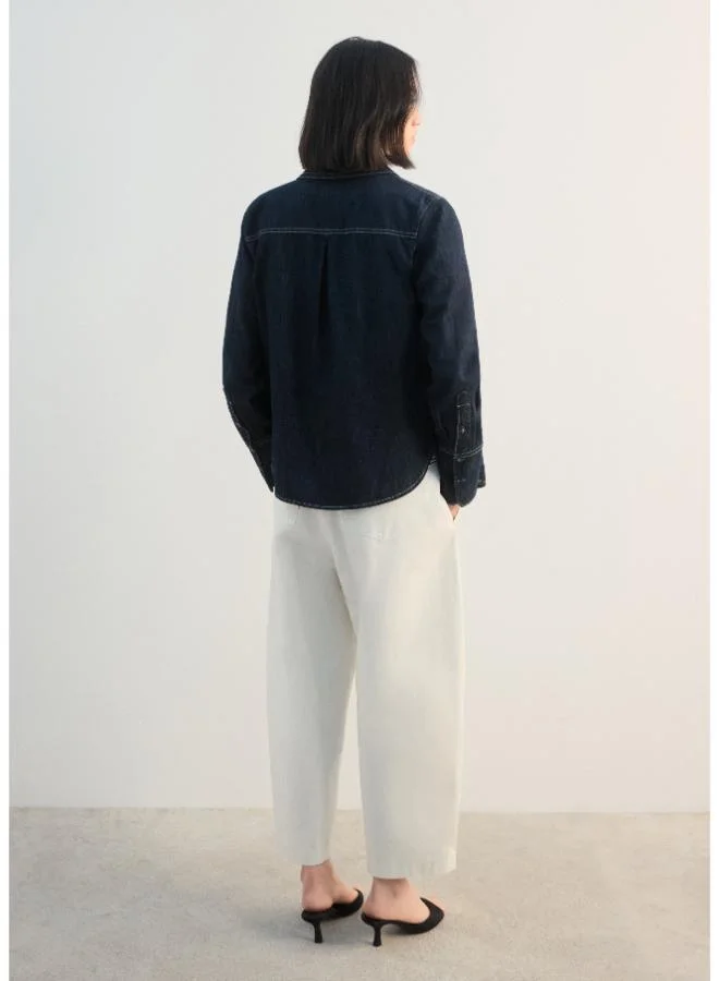 Mango Straight-Fit Cotton Trousers
