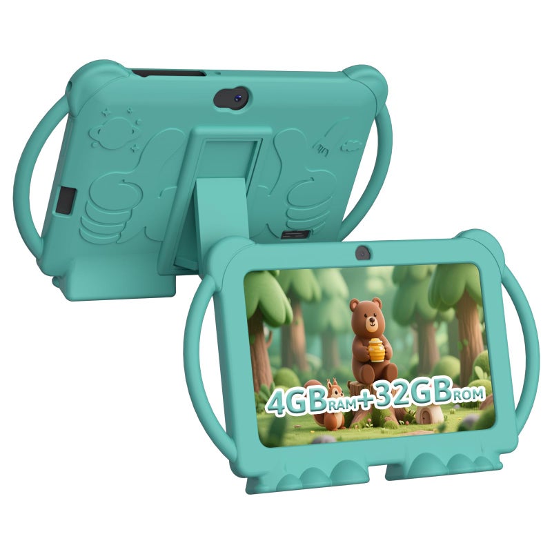 HOTTABLET Kids Tablet 7 inch Android 4GB RAM 32GB ROM 1TB Expandsion with Parental Control WiFi Bluetooth Dual Camera with Silicone Case 1PCS Green - Image 2