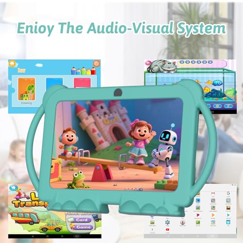 HOTTABLET Kids Tablet 7 inch Android 4GB RAM 32GB ROM 1TB Expandsion with Parental Control WiFi Bluetooth Dual Camera with Silicone Case 1PCS Green - Image 3