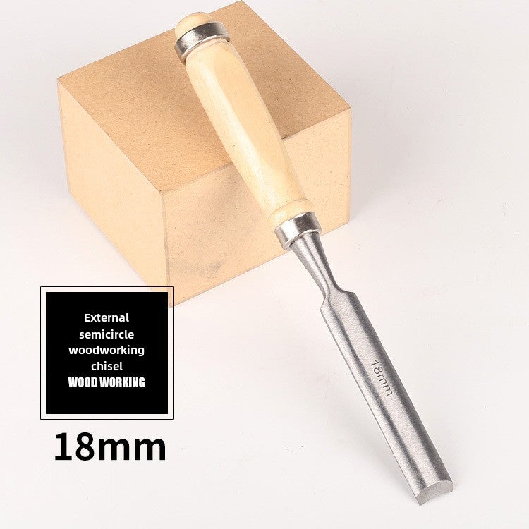 Factory Direct semi-circular chisel carving knife 4-piece semi-circular woodworking chisel wholesale wooden handle chisel carving(Single semicircle outer blade 18MM) - Image 1