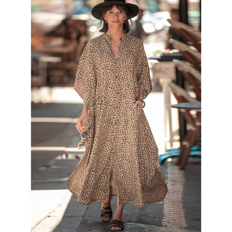 SOLARAE Maxi Bohemian Dress, Women Print Kaftan Maxi Kimono Beach Dress, Beach Coverup, Women's Long Clothes, for Evening Wear, Summer Wear, One Size Fits Most - Image 2