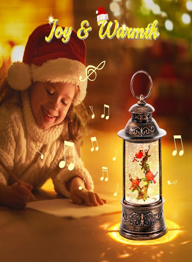 sinofayar Christmas Cardinal Snow Globe Light up Lantern with 8 Songs, 10.2" Christmas Snow Globes for Kids Adults, 6H Timer & Dual Power, Snowglobes Christmas Decorations Indoor for Home, Gifts for Women Men - Image 2