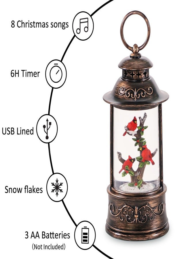 sinofayar Christmas Cardinal Snow Globe Light up Lantern with 8 Songs, 10.2" Christmas Snow Globes for Kids Adults, 6H Timer & Dual Power, Snowglobes Christmas Decorations Indoor for Home, Gifts for Women Men - Image 4