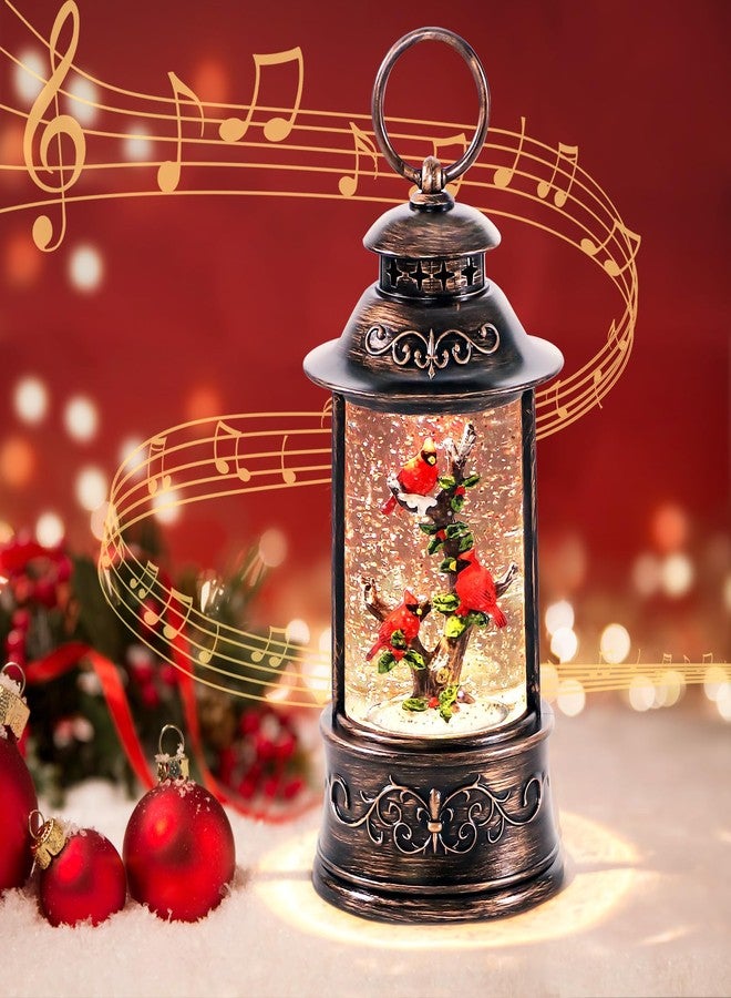 sinofayar Christmas Cardinal Snow Globe Light up Lantern with 8 Songs, 10.2" Christmas Snow Globes for Kids Adults, 6H Timer & Dual Power, Snowglobes Christmas Decorations Indoor for Home, Gifts for Women Men - Image 1