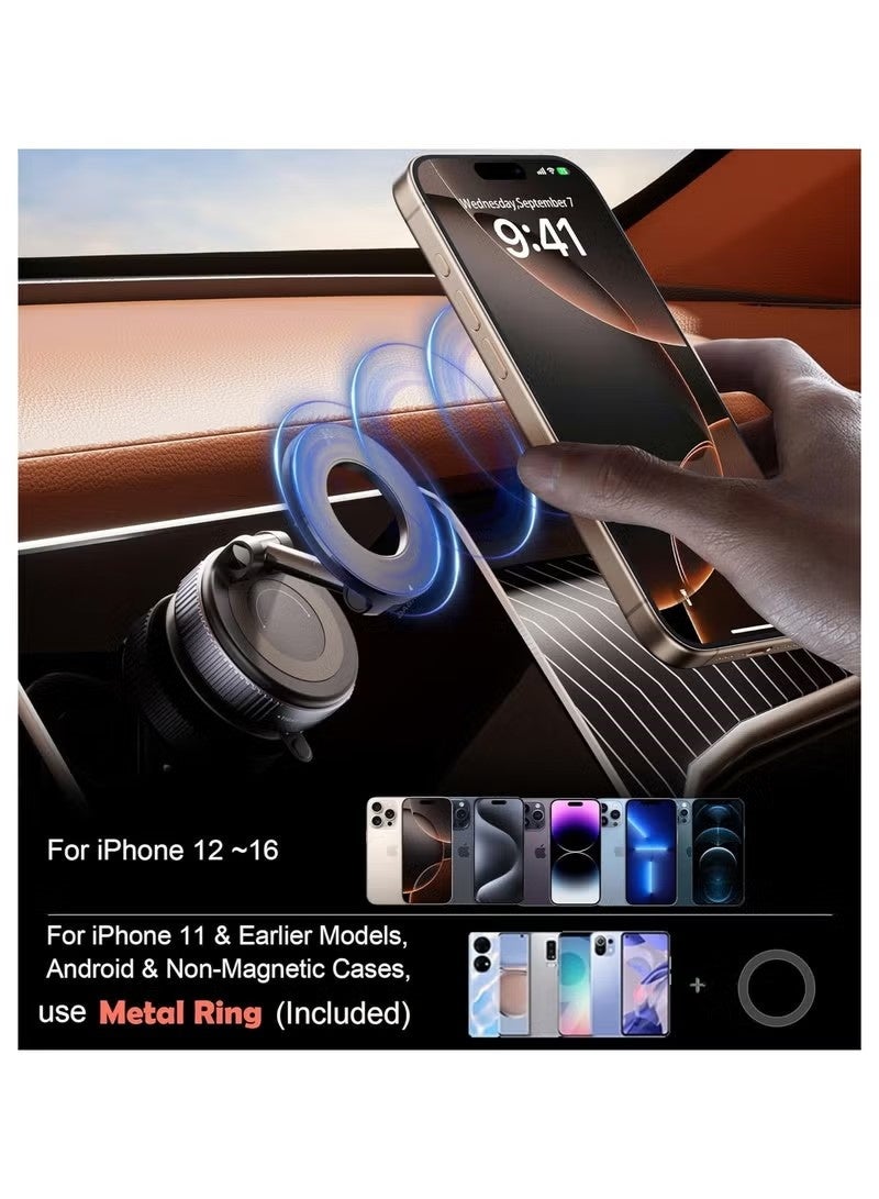 GALUIN Car-mounted magnetic foldable phone holder with 360° rotation, silicone large suction cup holder - Image 2