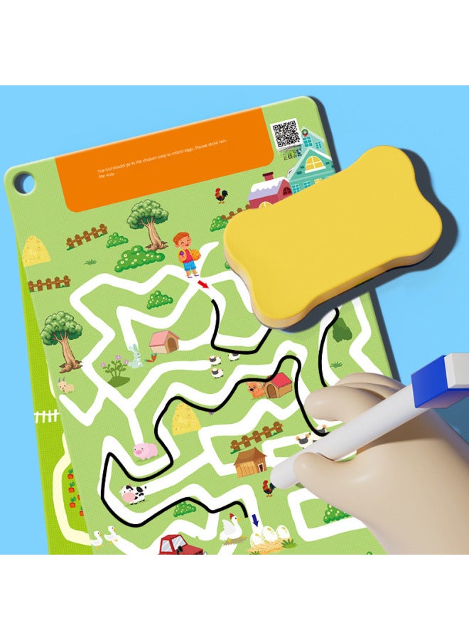 Honghui Children's Maze Training Book Brain Thinking Intelligence Development Training 3-6 Years Old 8 Walking Maze Concentration Educational Toys - Image 2