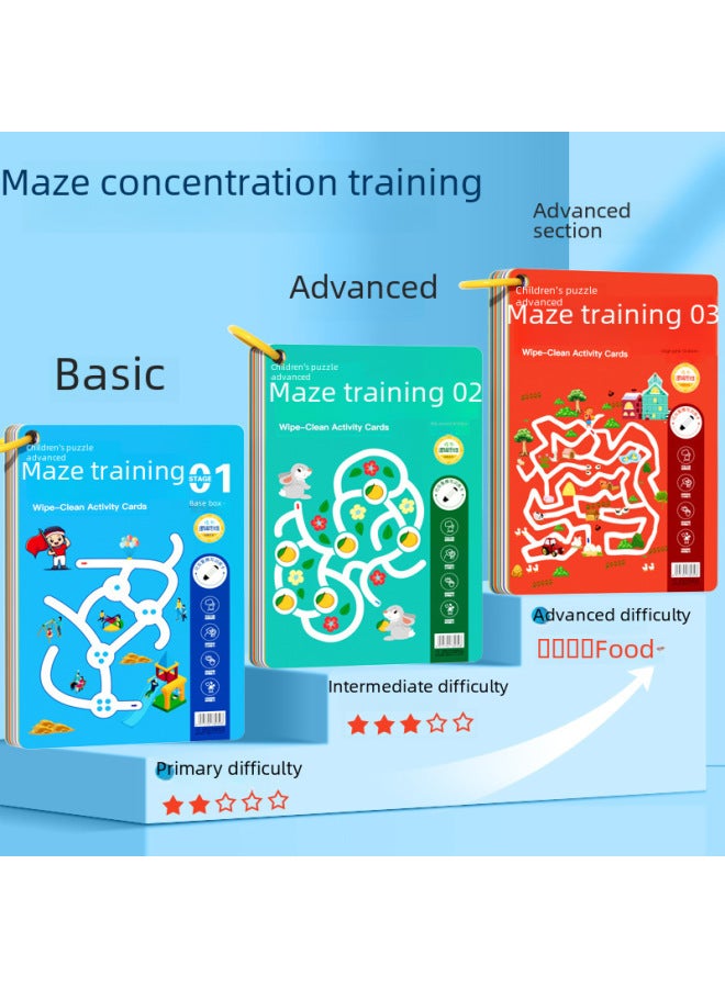 Honghui Children's Maze Training Book Brain Thinking Intelligence Development Training 3-6 Years Old 8 Walking Maze Concentration Educational Toys - Image 3