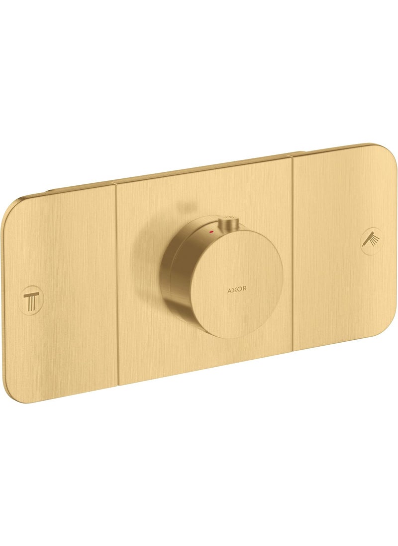 AXOR AXOR ONE Modern 3Handle 3inch Wide Thermostatic Shower Valve Trim in Brushed Gold Optic 45712251 