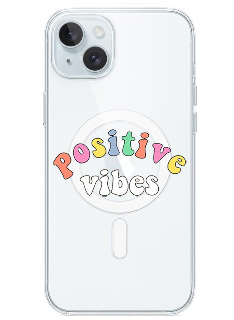 Theodor Magnetic Case for iPhone 15 Plus 6.7-inch Compatible with MagSafe Wireless Charging, Shockproof Phone Bumper Cover Positive Vibes copy - Image 1