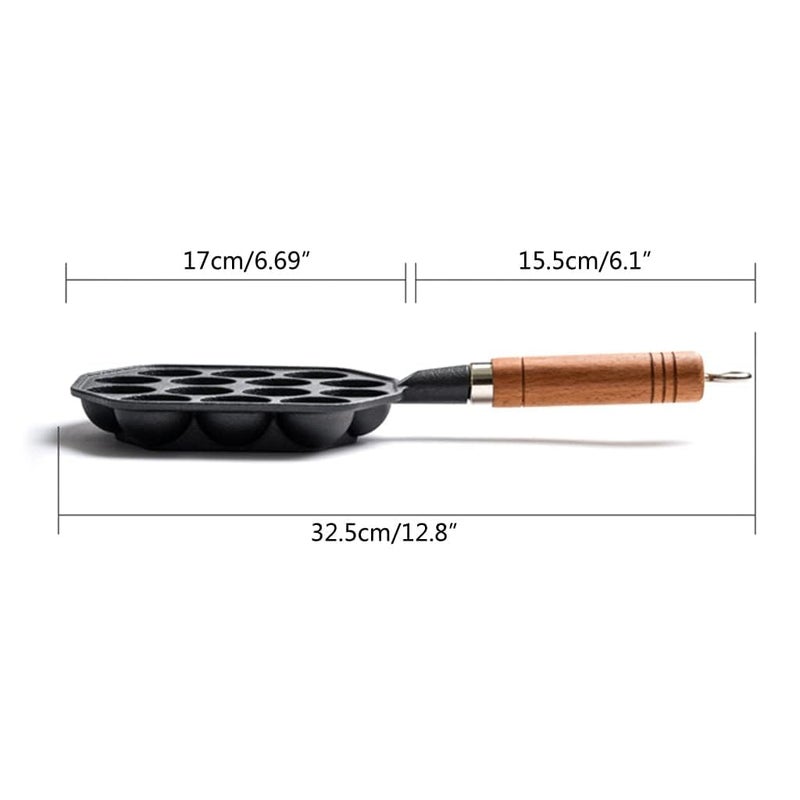 SANGOZ SANGOZ Takoyaki Maker | 14 Holes Pancake Maker | Nonstick Iron Grill Pan With Detachable Handle | Meat Balls Maker | For Home/Kitchen/Baking/Cookware Tool & Accessories  - Image 2