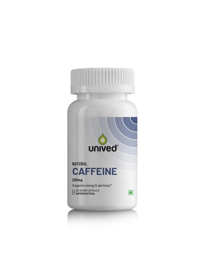 Unived Natural Caffeine Capsules 200mg, for Energy & Alertness, 60 Vegan Capsules - Image 1