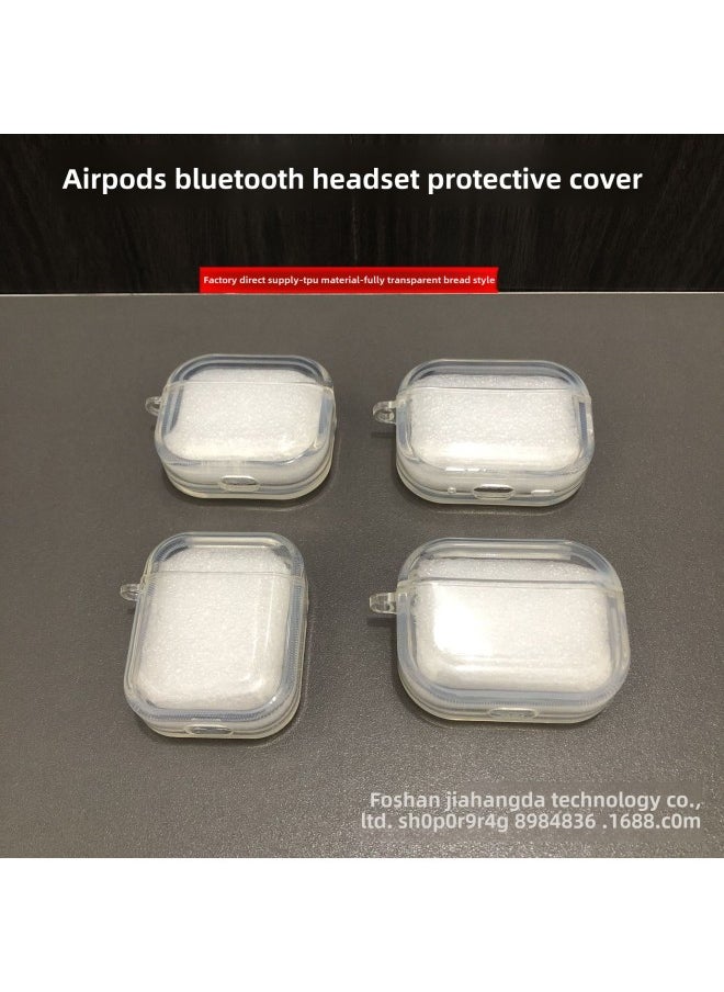 Apple Bluetooth Earphone Case AirPods1/2/3/4/Pro/Pro2 Protective Case Tpu Full Transparent Bread-Color:Fully Transparent Color-Applicable Models:Airpods 1/2 Generation