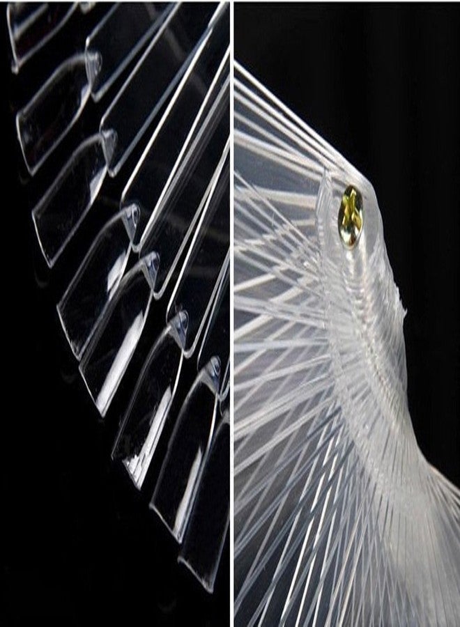 yueton 2 Set Total 100 Tips Transparent Fan-shaped Nail Art Tips Display Polish Board Display Practice Sticks Tool with Metal Screw Split Ring Holder - Image 4