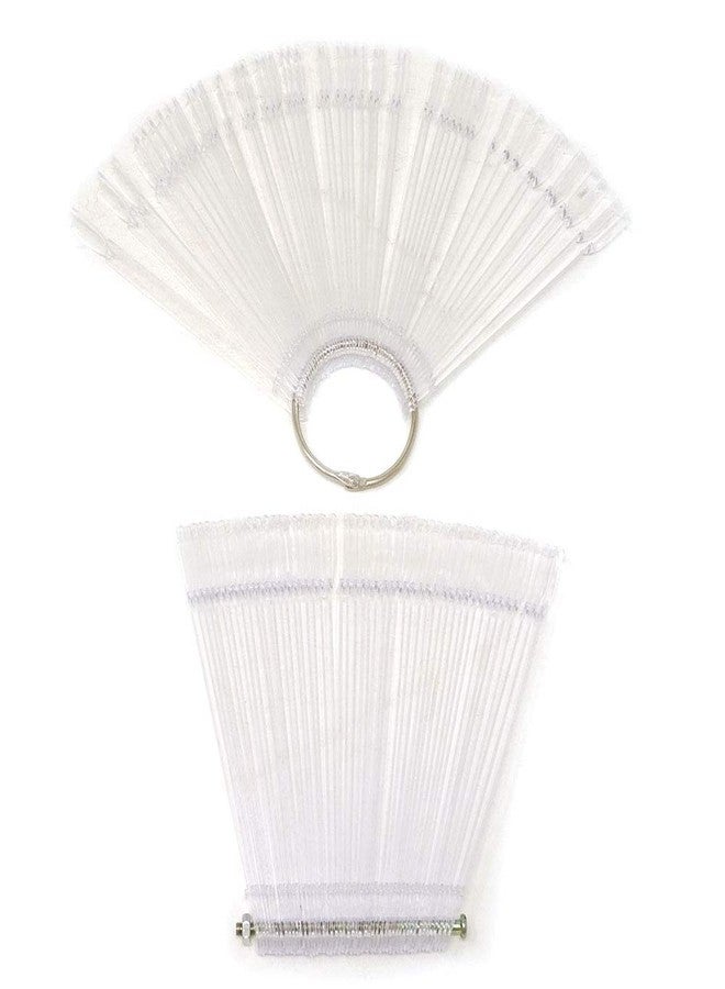 yueton 2 Set Total 100 Tips Transparent Fan-shaped Nail Art Tips Display Polish Board Display Practice Sticks Tool with Metal Screw Split Ring Holder - Image 1