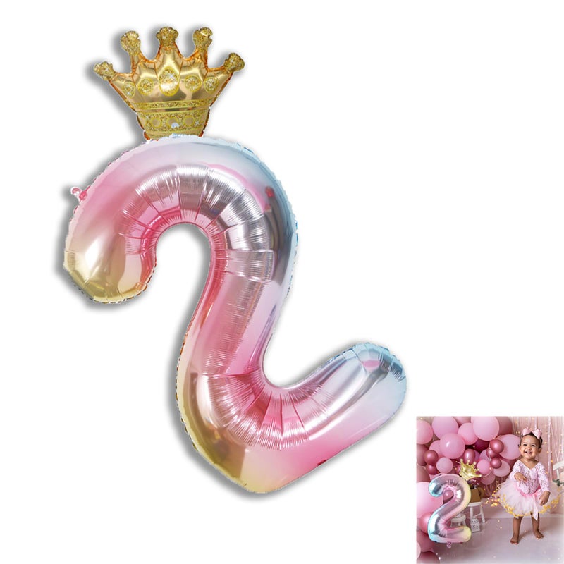 MANGO Rainbow Gradient 40 Inch Number 2 Balloons  Balloons for Vibrant Birthday Party Decor  Wedding Anniversary Celebrations - Image 1