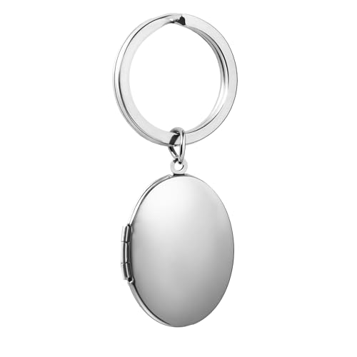 PHOCKSIN Silver Oval Keychains For Women Photo Locket Keychain Cute Oval Locket that holds Pictures Memorial Lockets Gifts on Mothers Day - Image 1