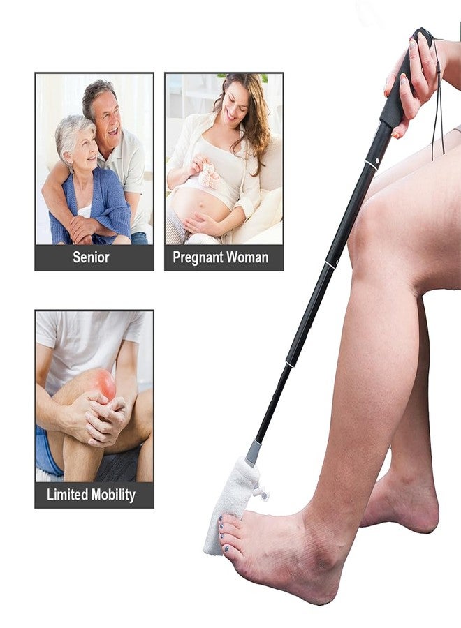 EASACE Toe Cleaning Brush, 13-32 inch Long Handle Foot Scrubber, 4 Reusable Covers, Lotion Applicator for Seniors - Image 5