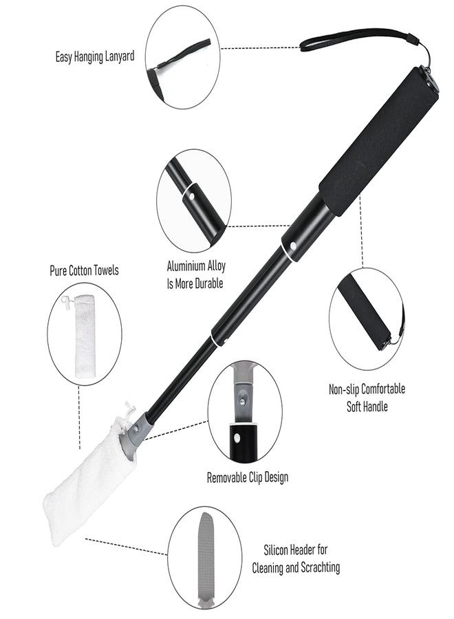 EASACE Toe Cleaning Brush, 13-32 inch Long Handle Foot Scrubber, 4 Reusable Covers, Lotion Applicator for Seniors - Image 4