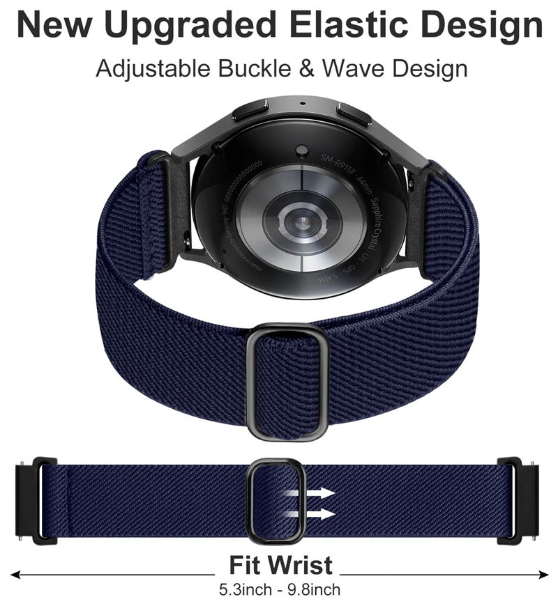 Lerobo Elastic Bands Compatible with Samsung Galaxy Watch 7 6 5 40mm 44mm/Watch 6 Classic 43mm 47mm/Watch 4 Classic Band 42mm 46mm/Active 2,3 Pack 20mm Soft Adjustable Nylon Breathable Sport Band - Image 3
