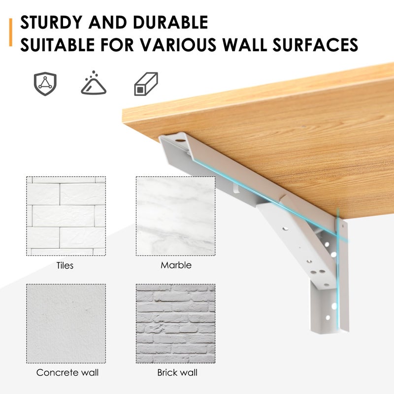 Need Wall Mounted Desk - Heavy Duty Folding Work Table Length 36" Width 20"/Small Space Hanging Desk Perfect Addition to Home/Office/Kitchen & Dining Room Teak&White AC15-9050TW-ND - Image 4