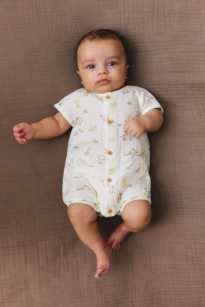 H&M Cotton muslin romper suit