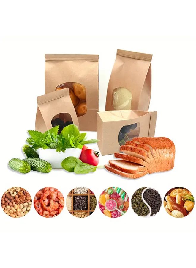30 Pcs Kraft Bread Bags With Oil Proof Lining And Seal Clips - Image 2