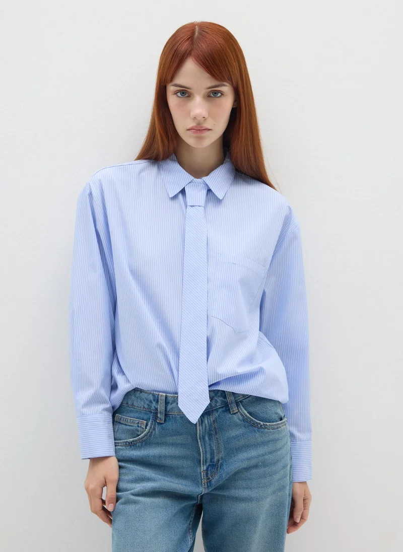 او في اس OVS Blue Poplin Shirt