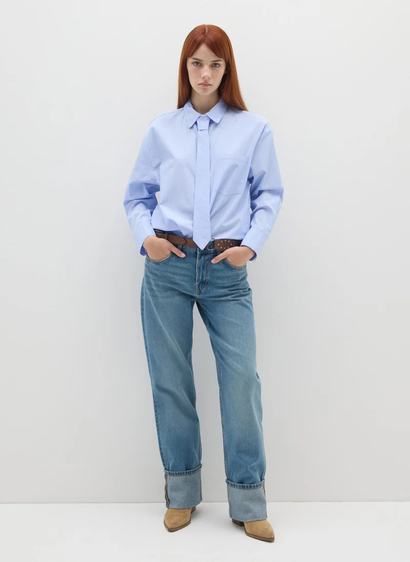 او في اس OVS Blue Poplin Shirt