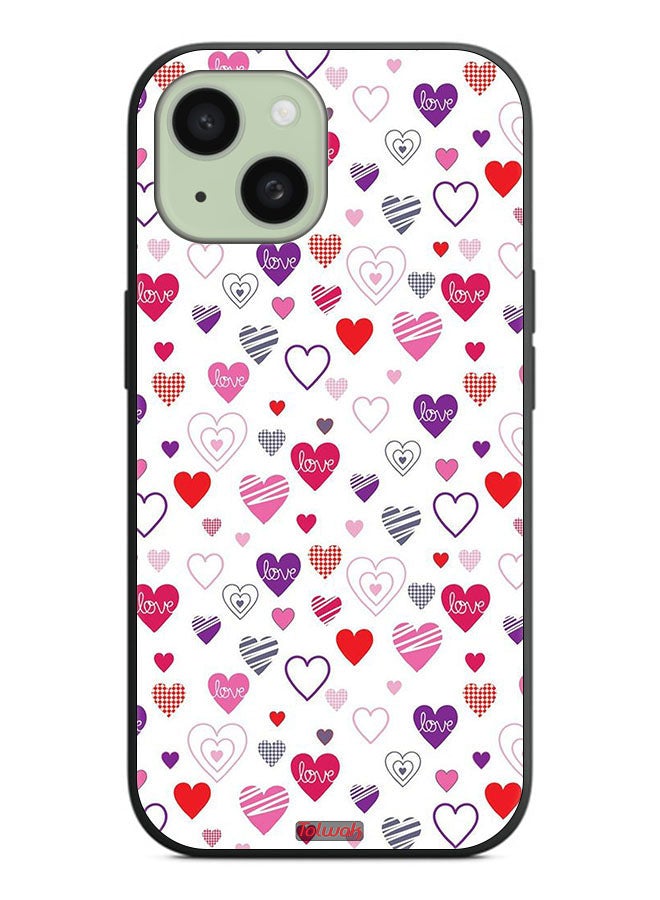 Tolwak Apple iPhone 15 Plus Protective Case Cover Hearts Doodle - Image 2