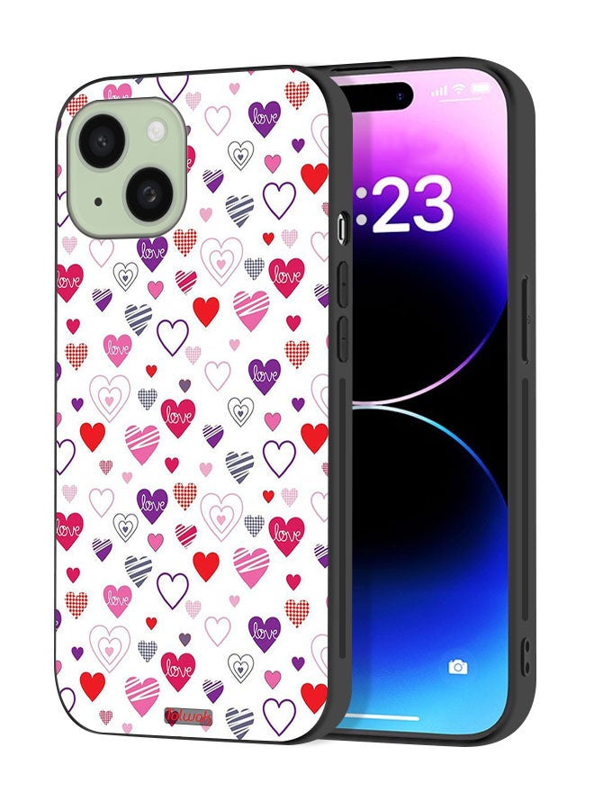 Tolwak Apple iPhone 15 Plus Protective Case Cover Hearts Doodle - Image 1