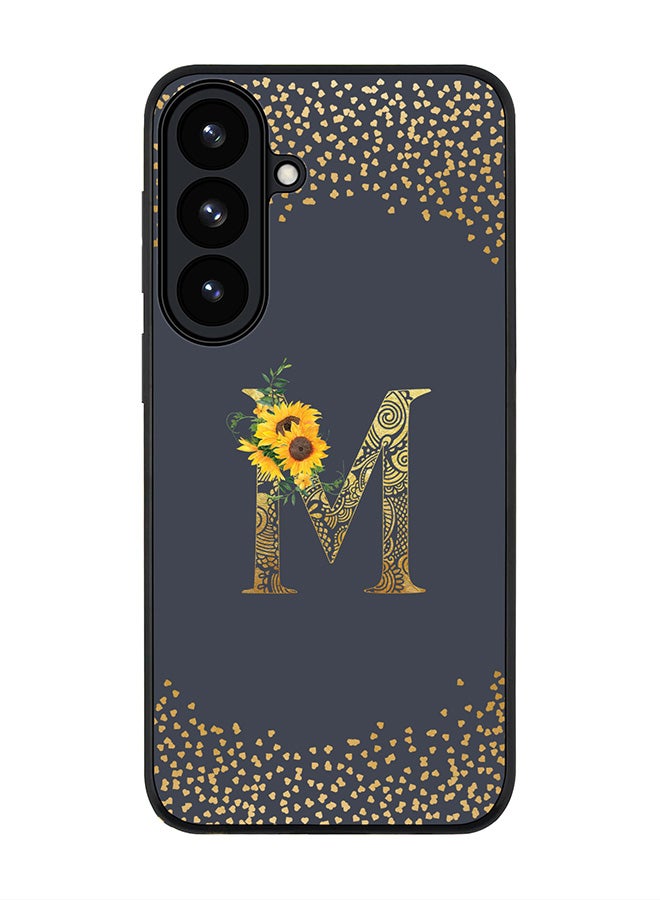 For Samsung Galaxy S26 Case,Slim fit Camera Protection, Shockproof Thin Phone cover  - Custom Floral Monogram - M  (Grey )