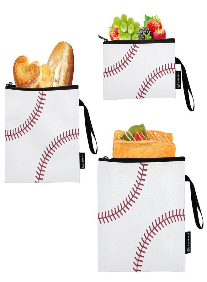 XUWU Reusable Food Storage Bags Baseball 3 Pack Set Lunch Bag Compact Sandwich Snack Bag Small Medium Large for Lunch, Travel & Organization - Image 2