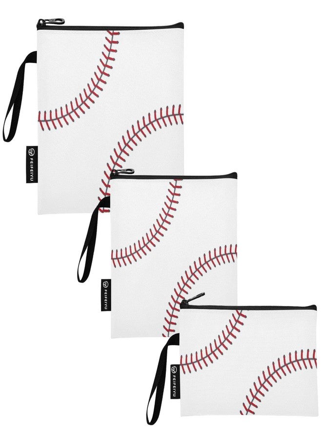 XUWU Reusable Food Storage Bags Baseball 3 Pack Set Lunch Bag Compact Sandwich Snack Bag Small Medium Large for Lunch, Travel & Organization - Image 1