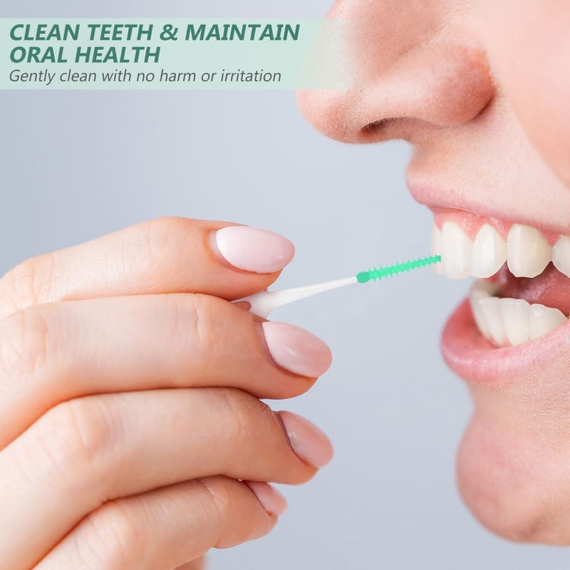 SUPVOX Interdental Brushes Dental Floss Sticks Portable Oral Tooth Clean 160pcs Light Green - Image 2