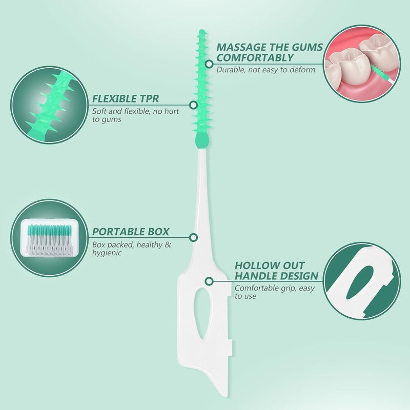 SUPVOX Interdental Brushes Dental Floss Sticks Portable Oral Tooth Clean 160pcs Light Green - Image 3