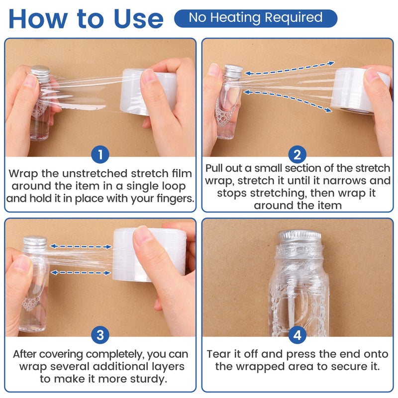 Addveyra Mini Stretch Wrap Film Unheated Shrink Wrap Roll for Bottles/Jars Seal Packing (2 PCS) - Image 4
