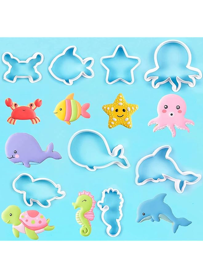 S-TOP Under Sea Creatures Cookie Cutter Set 8 Piece Silicone Cutters Molds Cutters for Making Dolphin, Seahorse, Starfish, Octopus, Clownfish, Seal, Crab, Whale - Image 1