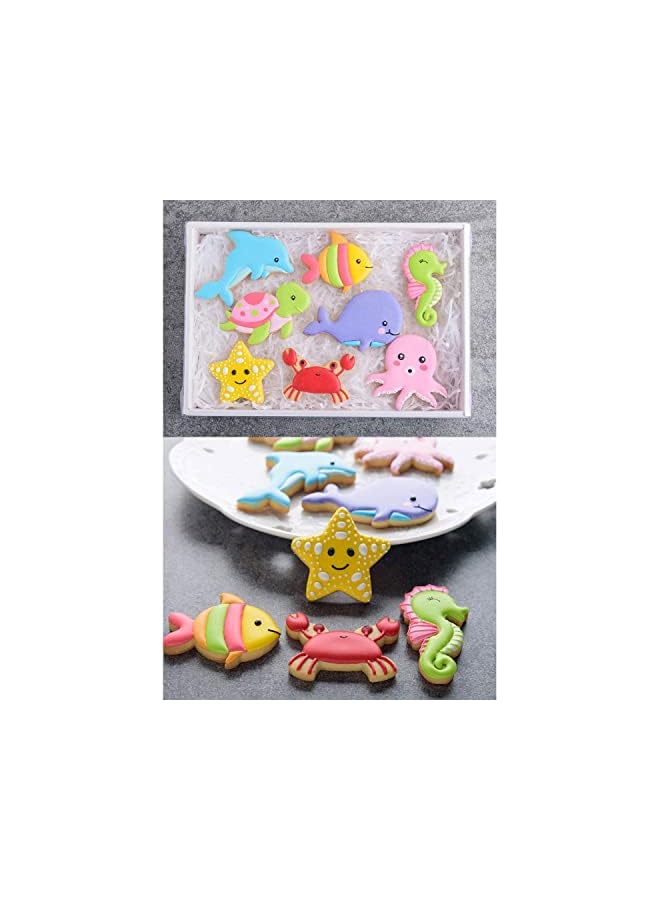 S-TOP Under Sea Creatures Cookie Cutter Set 8 Piece Silicone Cutters Molds Cutters for Making Dolphin, Seahorse, Starfish, Octopus, Clownfish, Seal, Crab, Whale - Image 4