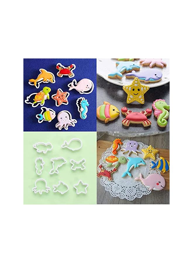 S-TOP Under Sea Creatures Cookie Cutter Set 8 Piece Silicone Cutters Molds Cutters for Making Dolphin, Seahorse, Starfish, Octopus, Clownfish, Seal, Crab, Whale - Image 2