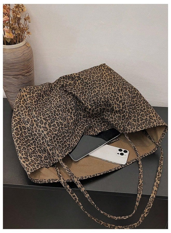 MakeMeChic Women's Leopard Tote Bag Cheetah Oversize Shoulder Bag Weekender Bag Multicolor B One Size - Image 3