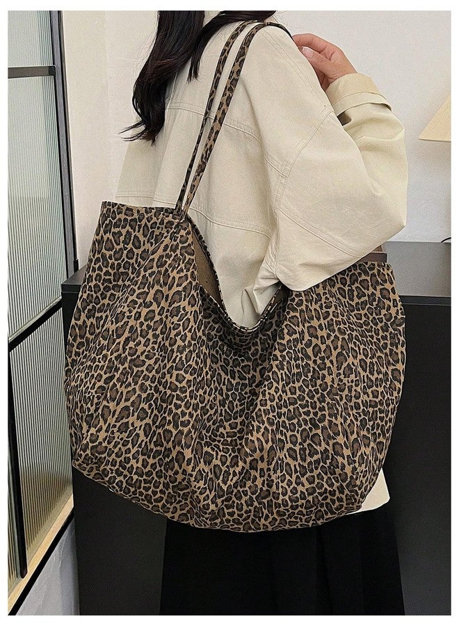 MakeMeChic Women's Leopard Tote Bag Cheetah Oversize Shoulder Bag Weekender Bag Multicolor B One Size - Image 2