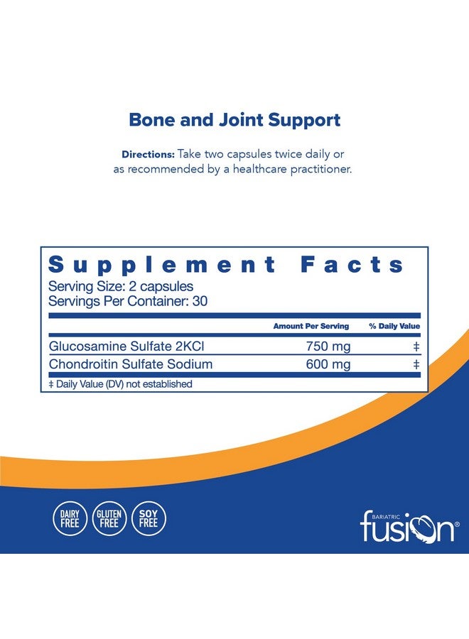 Bariatric Fusion Bone and Joint Support* | Chondroitin and Glucosamine Complex | Bariatric Vitamins for Women and Men | Gluten, Dairy and Soy Free | Non-GMO | 60 Capsules - Image 2