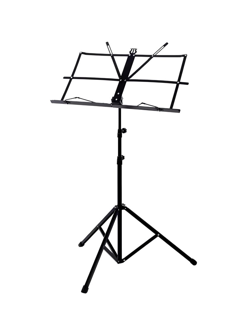 حامل نوتة موسيقية ستاند أوراق موسيقية قابل للطي و ارتفاع قابل للتعديل  مع شنطة للتخزين - أسود - Image 2