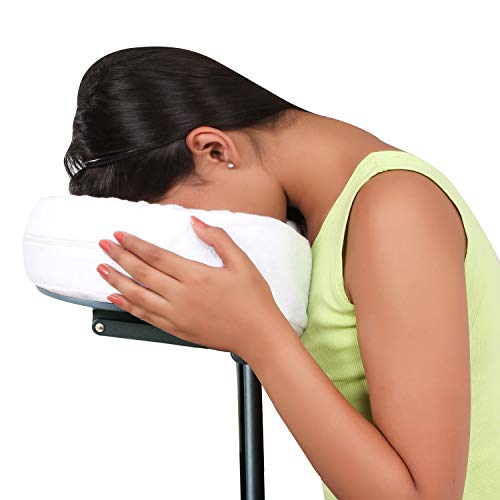 Metron Massage Face Cradle Cushion Memory Foam - Massage Table & Massage Chair Headrest Pillow with Washable Terry White Cover| Pack of 1 - Image 2