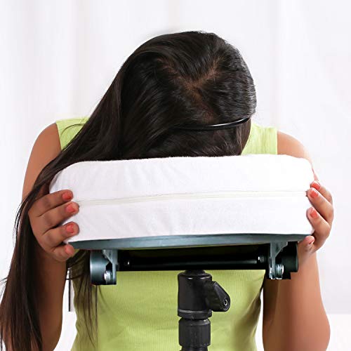 Metron Massage Face Cradle Cushion Memory Foam - Massage Table & Massage Chair Headrest Pillow with Washable Terry White Cover| Pack of 1 - Image 3