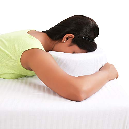 Metron Massage Face Cradle Cushion Memory Foam - Massage Table & Massage Chair Headrest Pillow with Washable Terry White Cover| Pack of 1 - Image 1