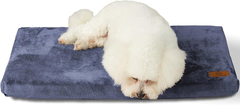 LIORCE Memory Foam Dog Crate Pad - Medium Dog Bed Mat for Crate with Removable Washable Cover and Waterproof Lining - Orthopedic Pet Bed Mat for Medium Size Dog - Design for 30-inch Dog Crates, White - Image 1