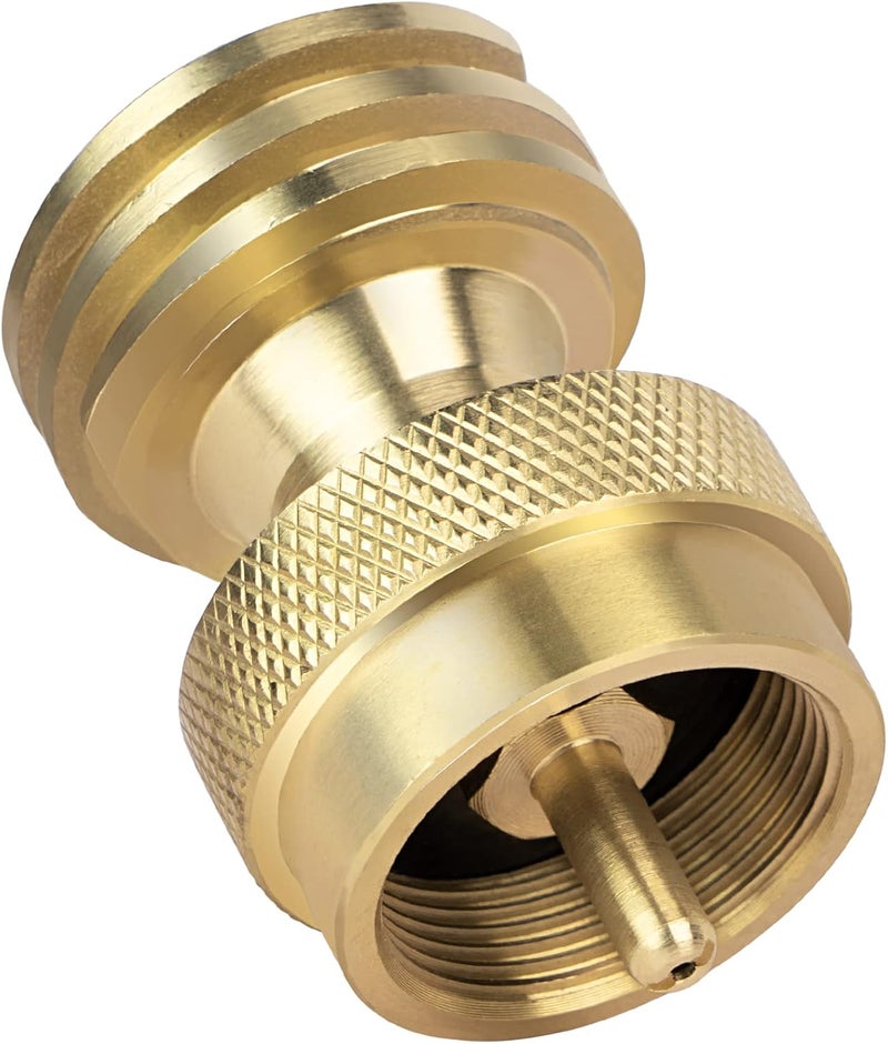 GASPRO 1lb Propane Tank Adapter, 20lb to 1lb Converter, Hook Up Small Propane Tanks When 20lb Ran Out, Solid Brass - Image 1