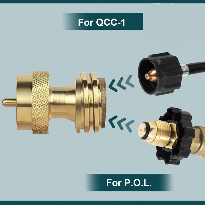 GASPRO 1lb Propane Tank Adapter, 20lb to 1lb Converter, Hook Up Small Propane Tanks When 20lb Ran Out, Solid Brass - Image 3