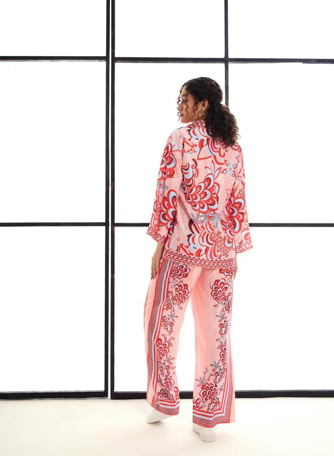 ساسافراس All Over Print Shirt & Straight Leg Pants Co-Ords by Styli